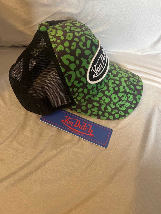 Von Dutch Black and Green Leopard Print Trucker Hat New With Tags main image 4